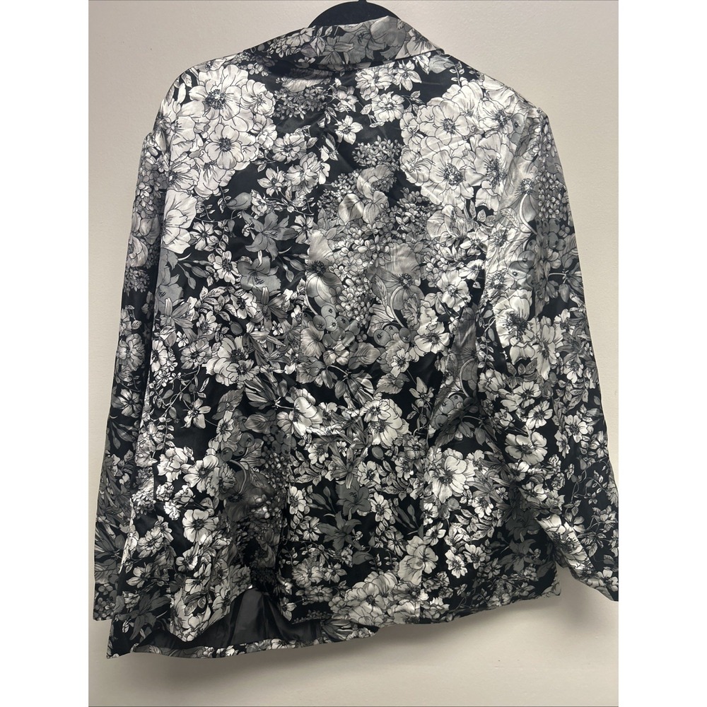 VTG Charlotte &Co Black Silver Long Sleeve Blazer Jacket 1 Button - Picture 3 of 3